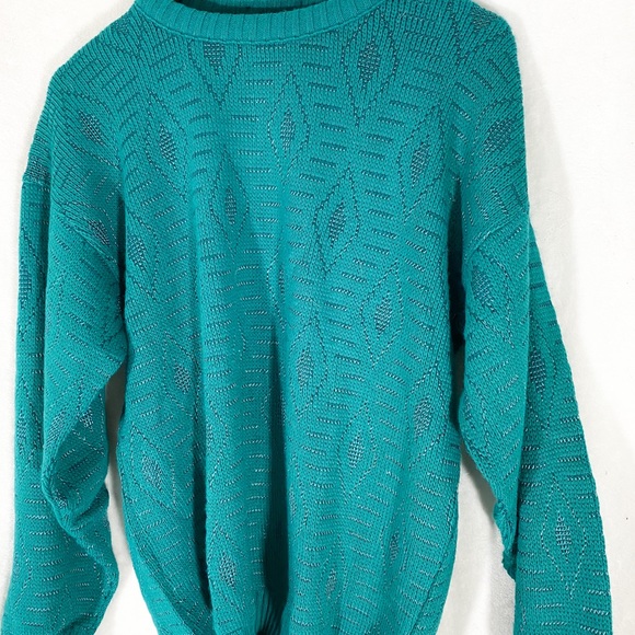 Vintage 80s teal diamond sweater - Picture 7 of 7